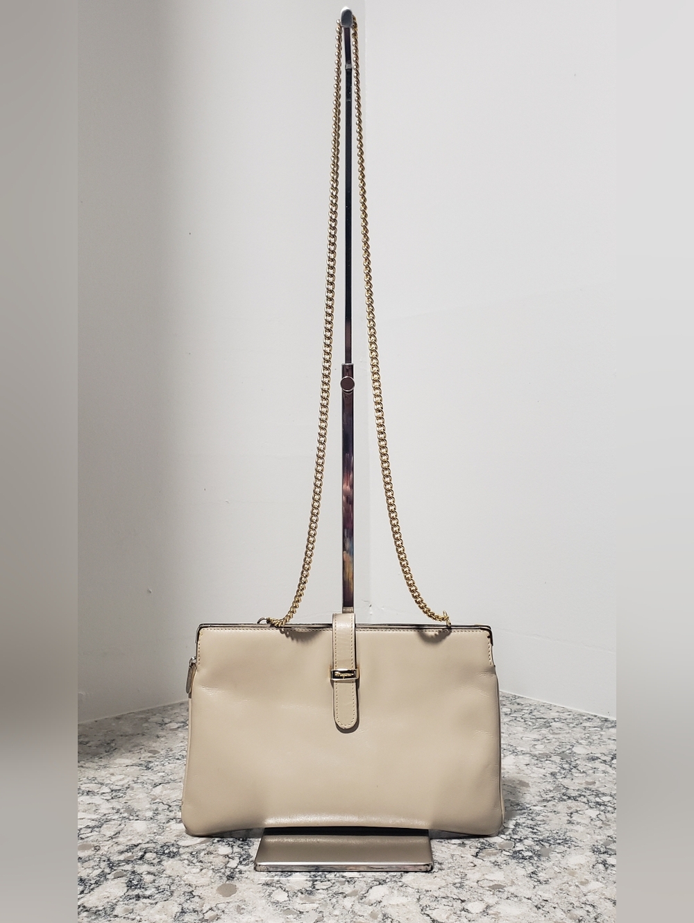 Salvatore Ferragamo Leather Shoulder Crossbody Bag W/ Dusty and COA